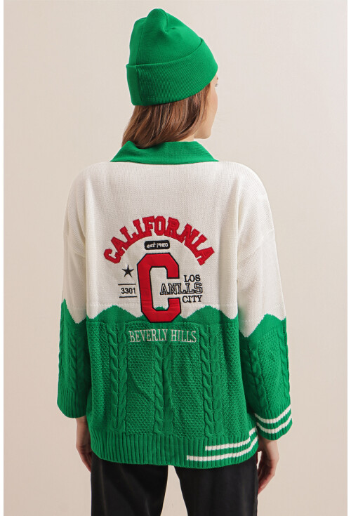 15788 Oversize Nakışlı Hırka