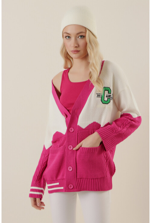 15788 Oversize Nakışlı Hırka