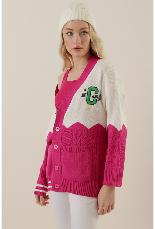 15788 Oversize Nakışlı Hırka