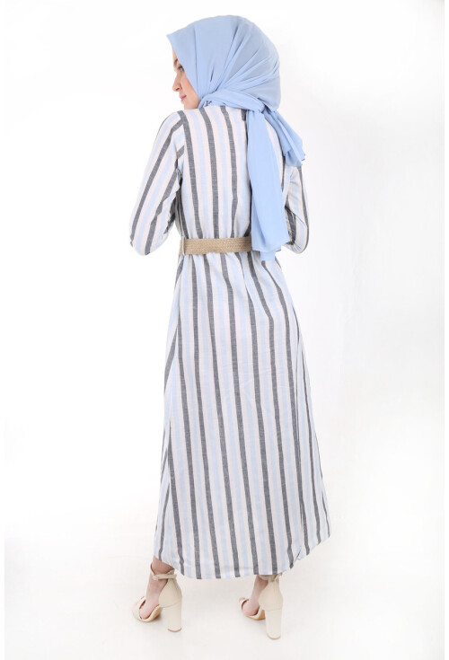 1579 Tahta Düğmeli Tesettür Elbise