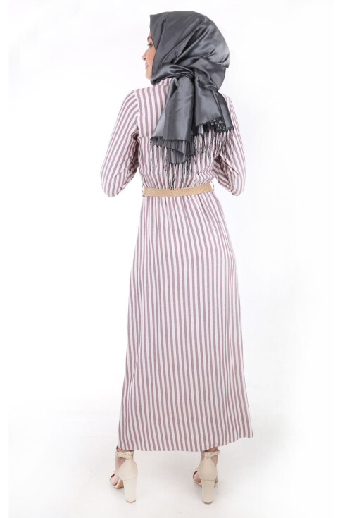 1579 Tahta Düğmeli Tesettür Elbise