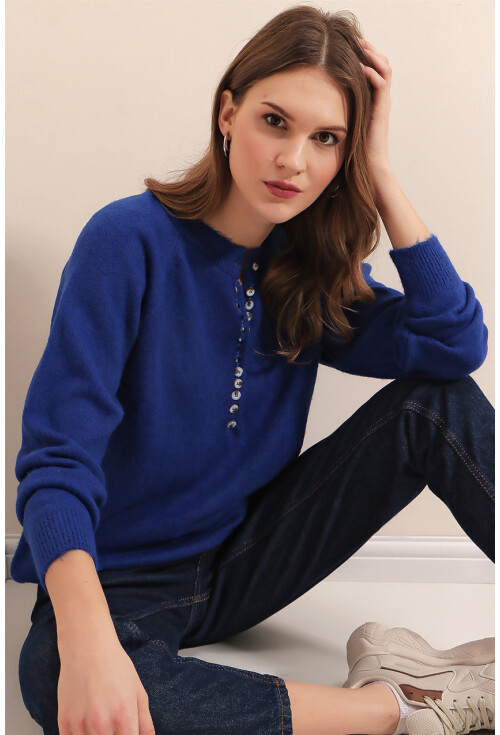 15809 Düğmeli Kazak