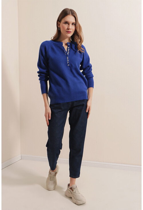 15809 Düğmeli Kazak