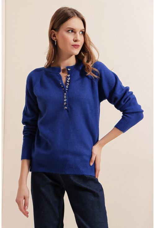 15809 Düğmeli Kazak