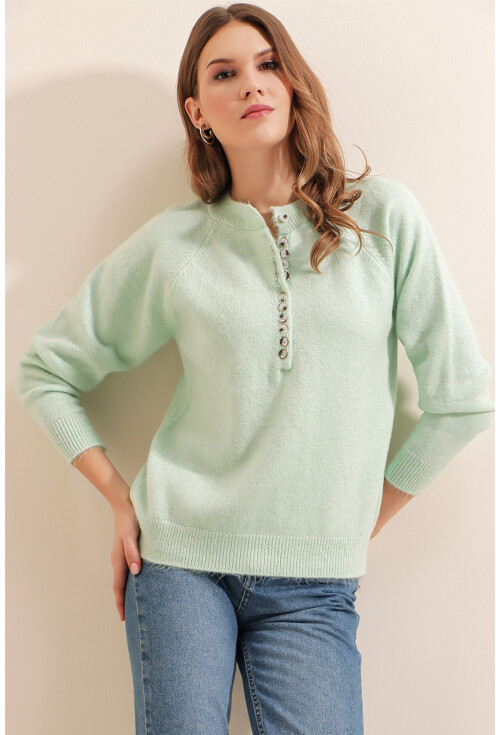 15809 Düğmeli Kazak