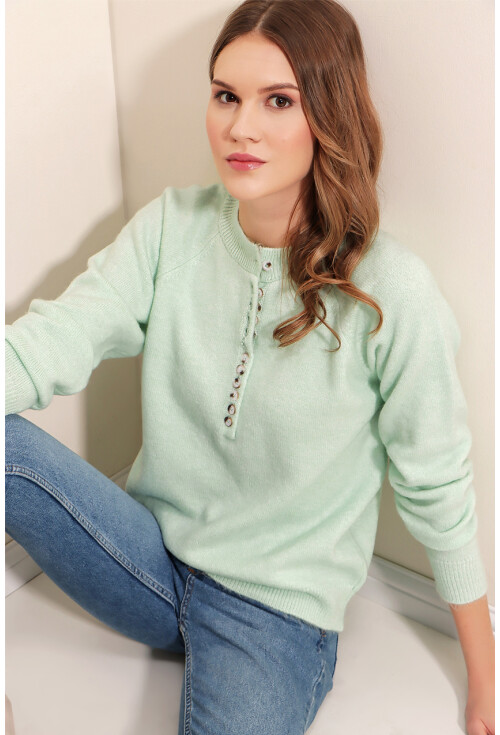 15809 Düğmeli Kazak