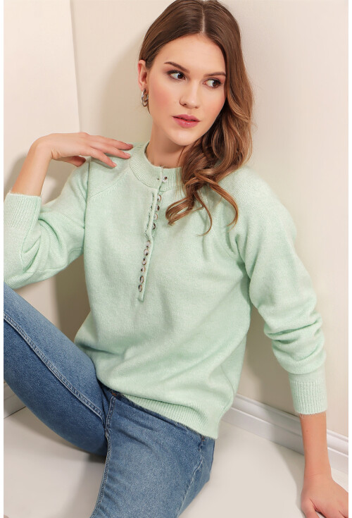 15809 Düğmeli Kazak