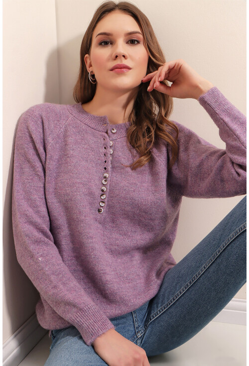 15809 Düğmeli Kazak