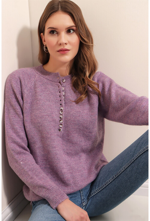 15809 Düğmeli Kazak