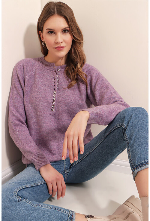 15809 Düğmeli Kazak