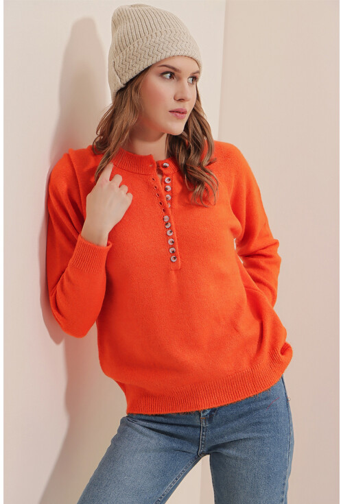 15809 Düğmeli Kazak