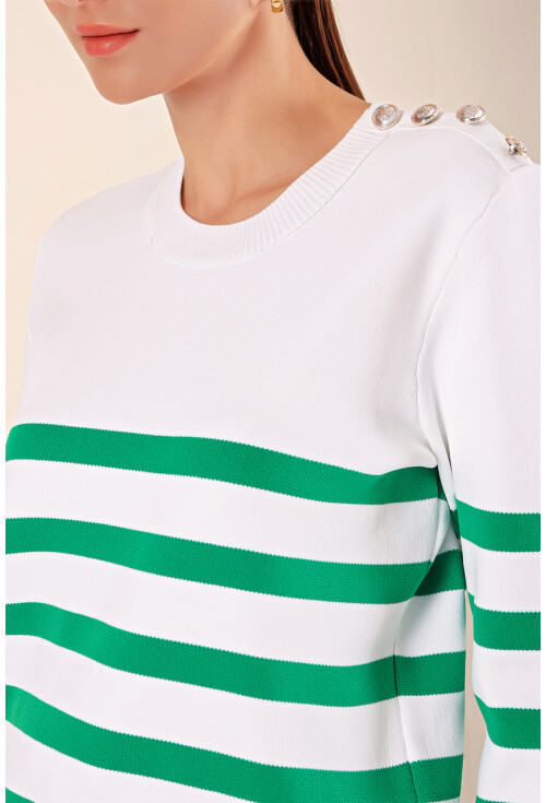 15820 Striped Sweater With Buttons