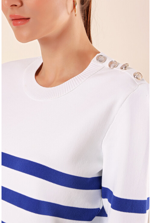 15820 Striped Sweater With Buttons
