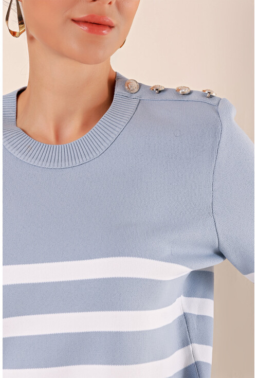 15820 Striped Sweater With Buttons