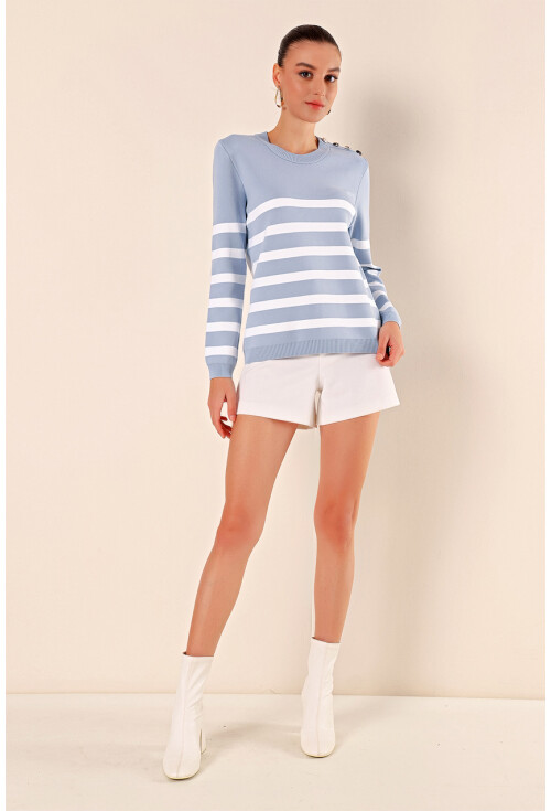 15820 Striped Sweater With Buttons