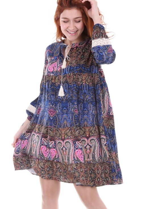 1637 Dantel Detaylı Volanlı Tunik