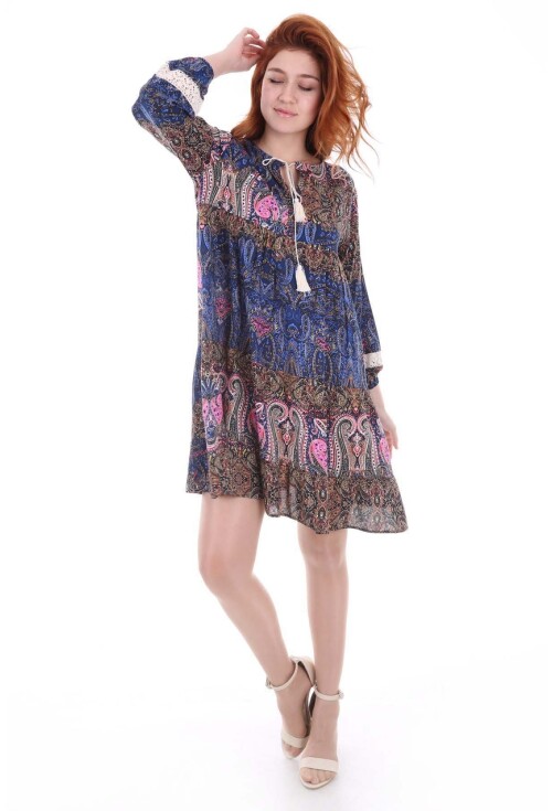 1637 Dantel Detaylı Volanlı Tunik