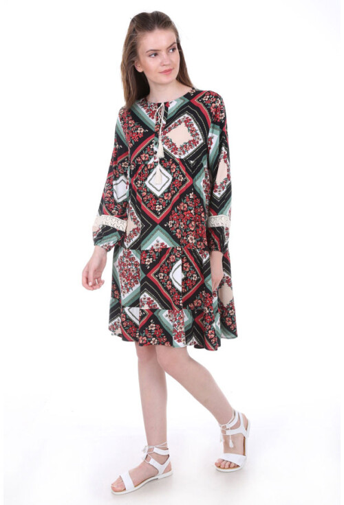 1637 Dantel Detaylı Volanlı Tunik