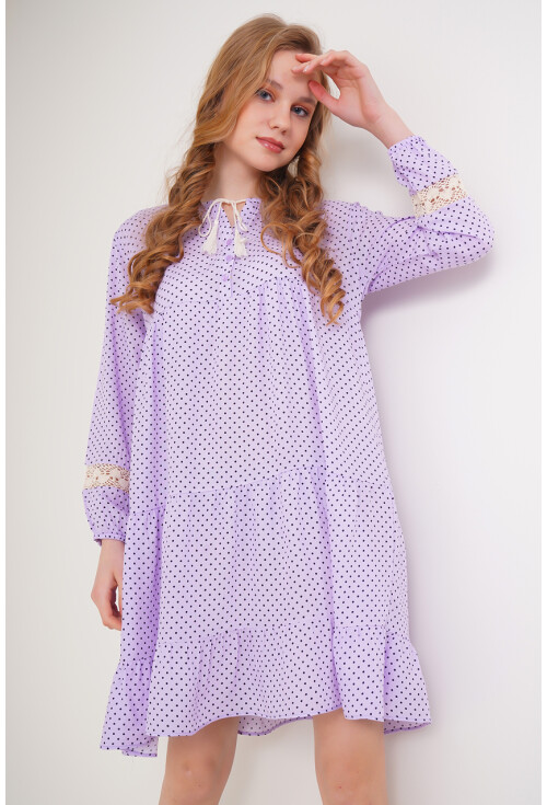 1637 Dantel Detaylı Volanlı Tunik