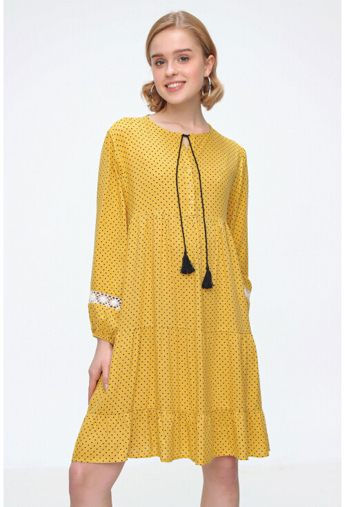 1637 Dantel Detaylı Volanlı Tunik