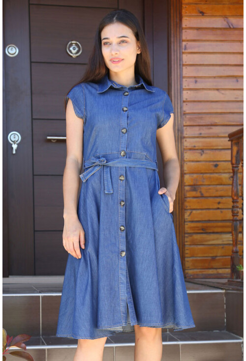 1709 Büyük Beden Kot Elbise