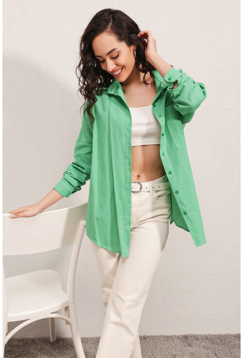 20141 Oversize Keten Gömlek