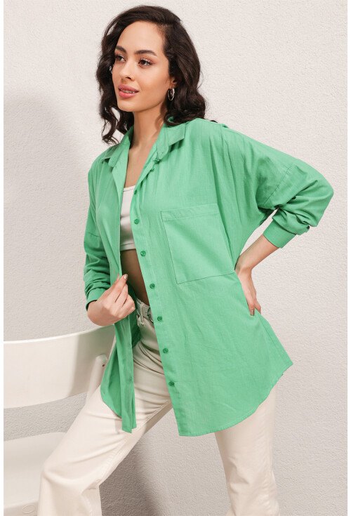 20141 Oversize Keten Gömlek