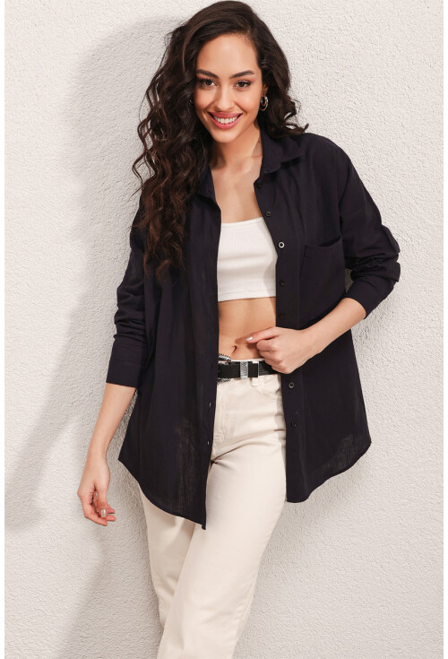 20141 Oversize Keten Gömlek