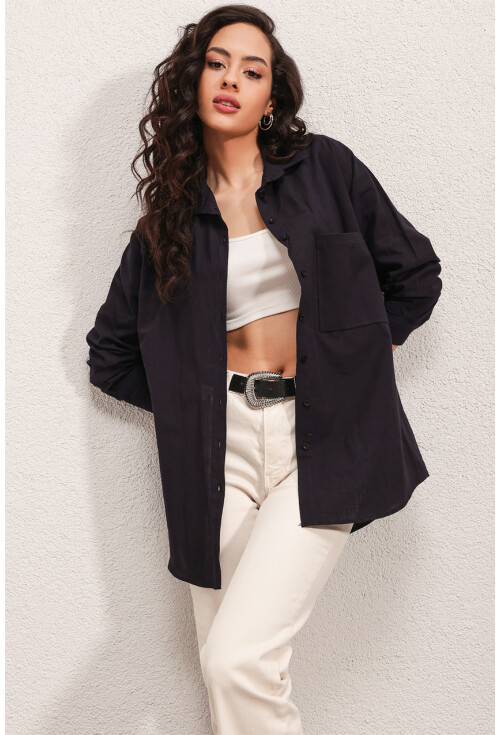 20141 Oversize Keten Gömlek