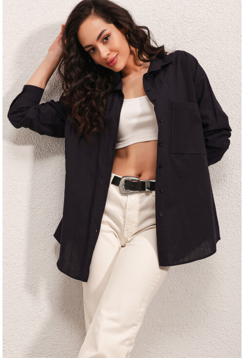 20141 Oversize Keten Gömlek