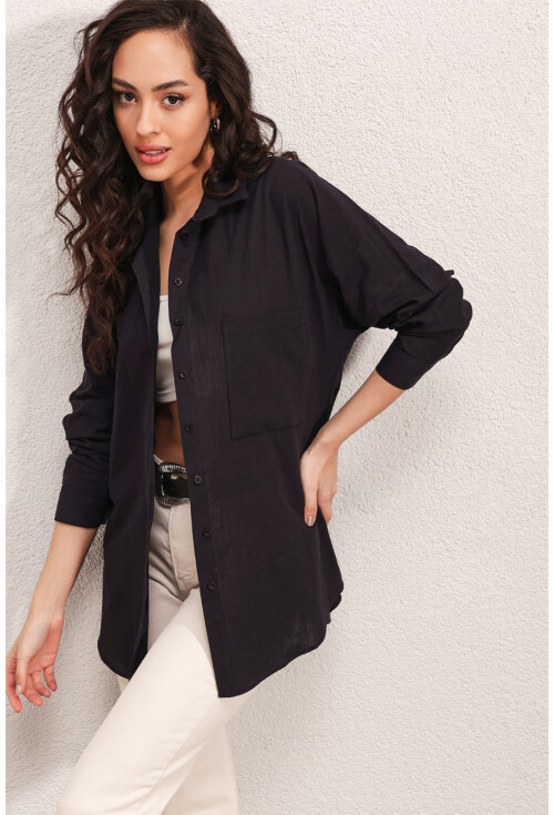 20141 Oversize Keten Gömlek