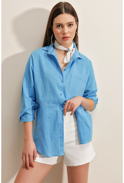 20141 Oversize Keten Gömlek