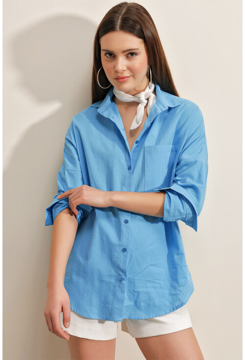 20141 Oversize Keten Gömlek