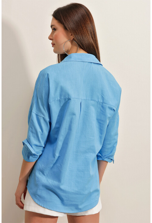 20141 Oversize Keten Gömlek
