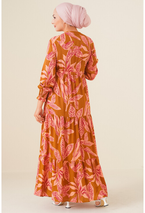 2145 Desenli Tesettür Elbise