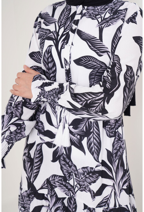 2145 Desenli Tesettür Elbise