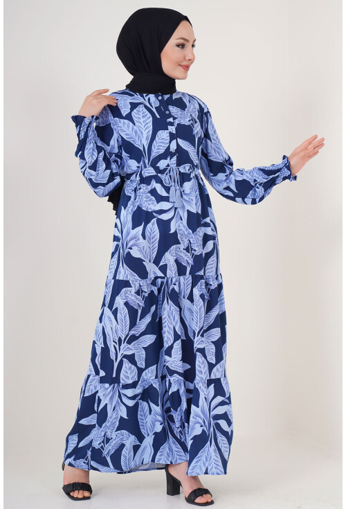 2145 Desenli Tesettür Elbise