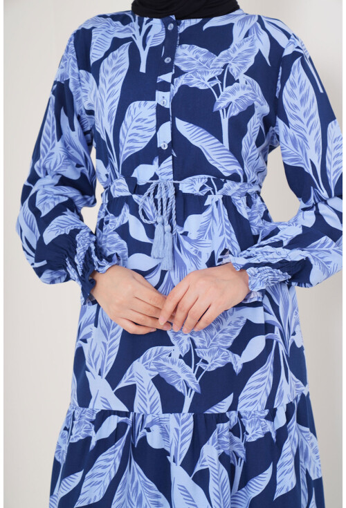 2145 Desenli Tesettür Elbise