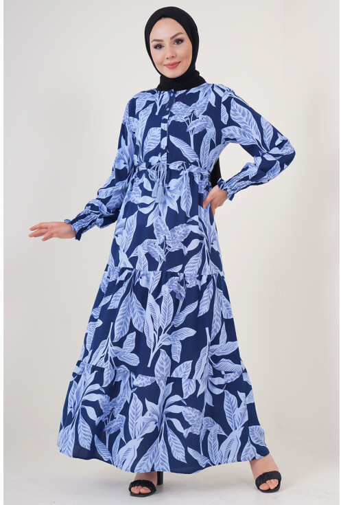 2145 Desenli Tesettür Elbise