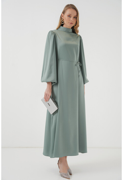 2510 Satin Hijab Evening Dress