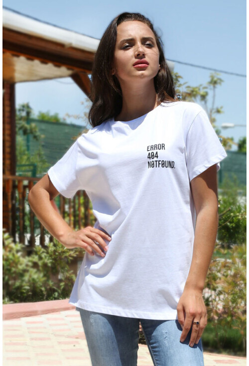 2851 Bisiklet Yaka Eror Baskılı Tshırt