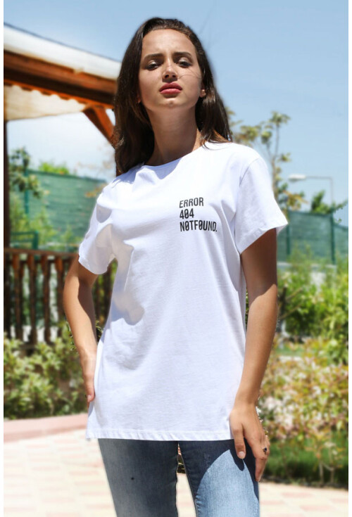 2851 Bisiklet Yaka Eror Baskılı Tshırt