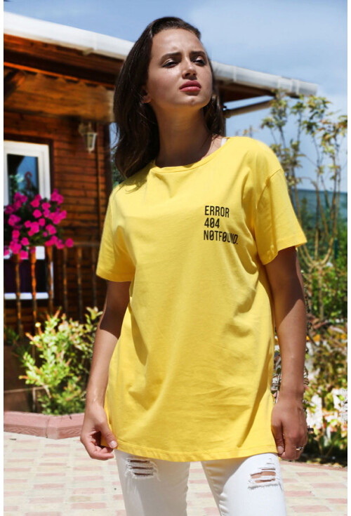 2851 Bisiklet Yaka Eror Baskılı Tshırt