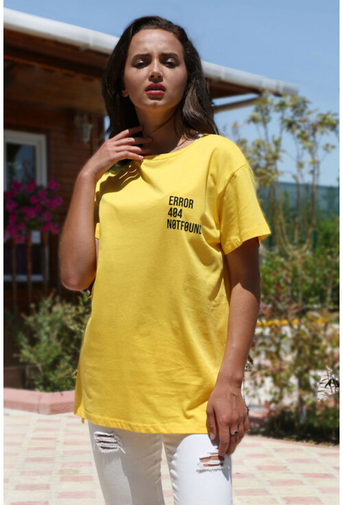 2851 Bisiklet Yaka Eror Baskılı Tshırt