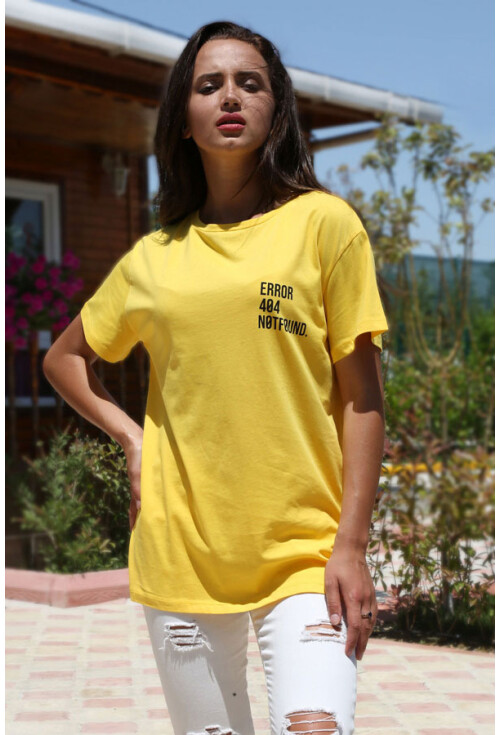 2851 Bisiklet Yaka Eror Baskılı Tshırt