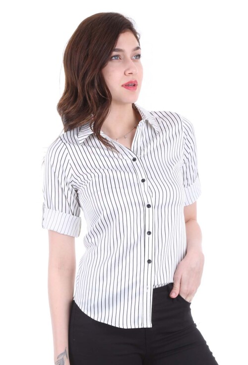 3205 Striped Satin Shirt