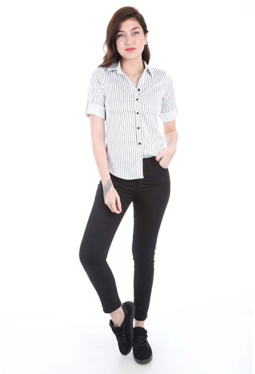 3205 Striped Satin Shirt