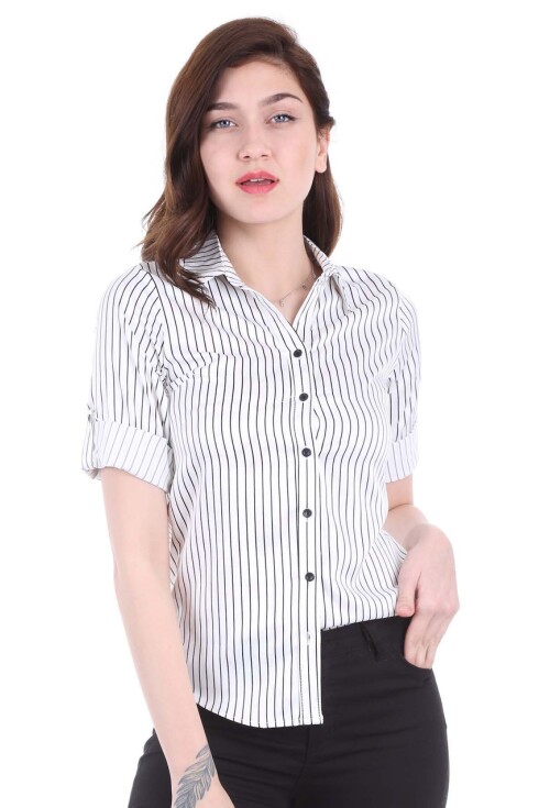 3205 Striped Satin Shirt