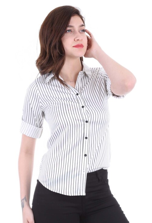 3205 Striped Satin Shirt