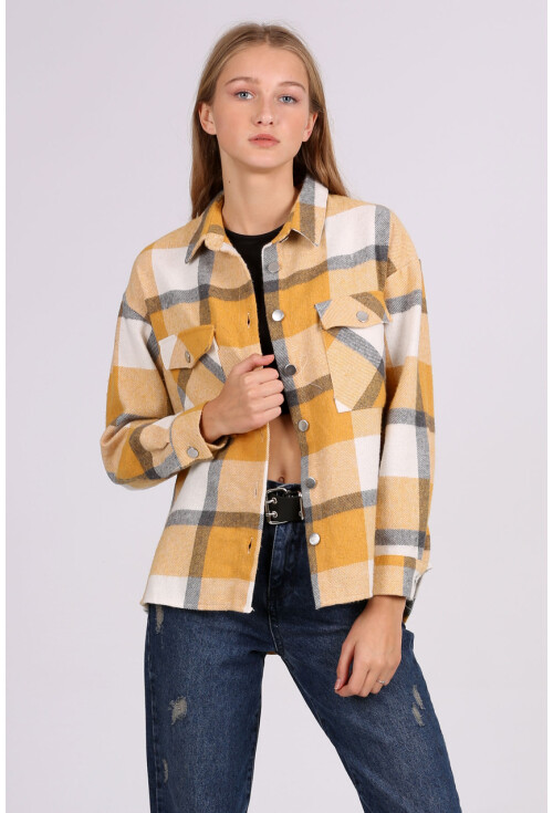 3854 Ekose Desen Çift Cepli Gömlek